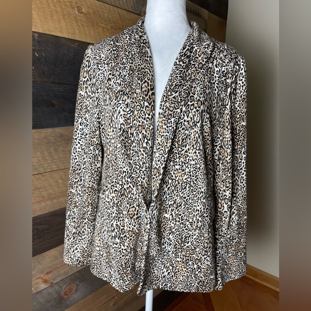 Chico’s Leopard Print Women's Jacket Blazer Size 12/14